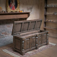 Load image into Gallery viewer, Tudor-Style Four-Panel Wooden Coffer Blanket Chest with Hinged Lid – 1:12 Scale
