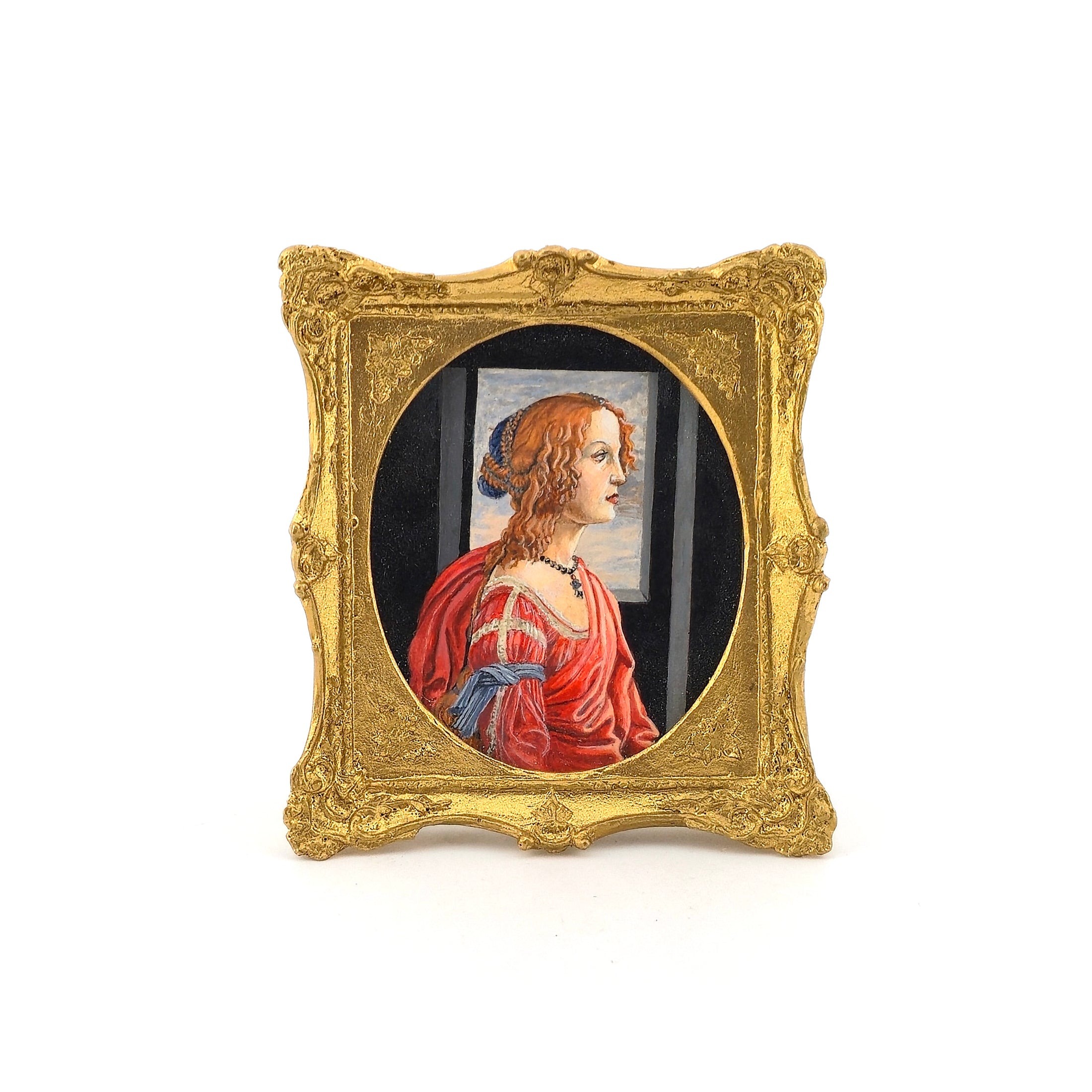 Portrait of a Lady After Botticelli Linda McBreen Miniature Oil Painting 1:12 Scale