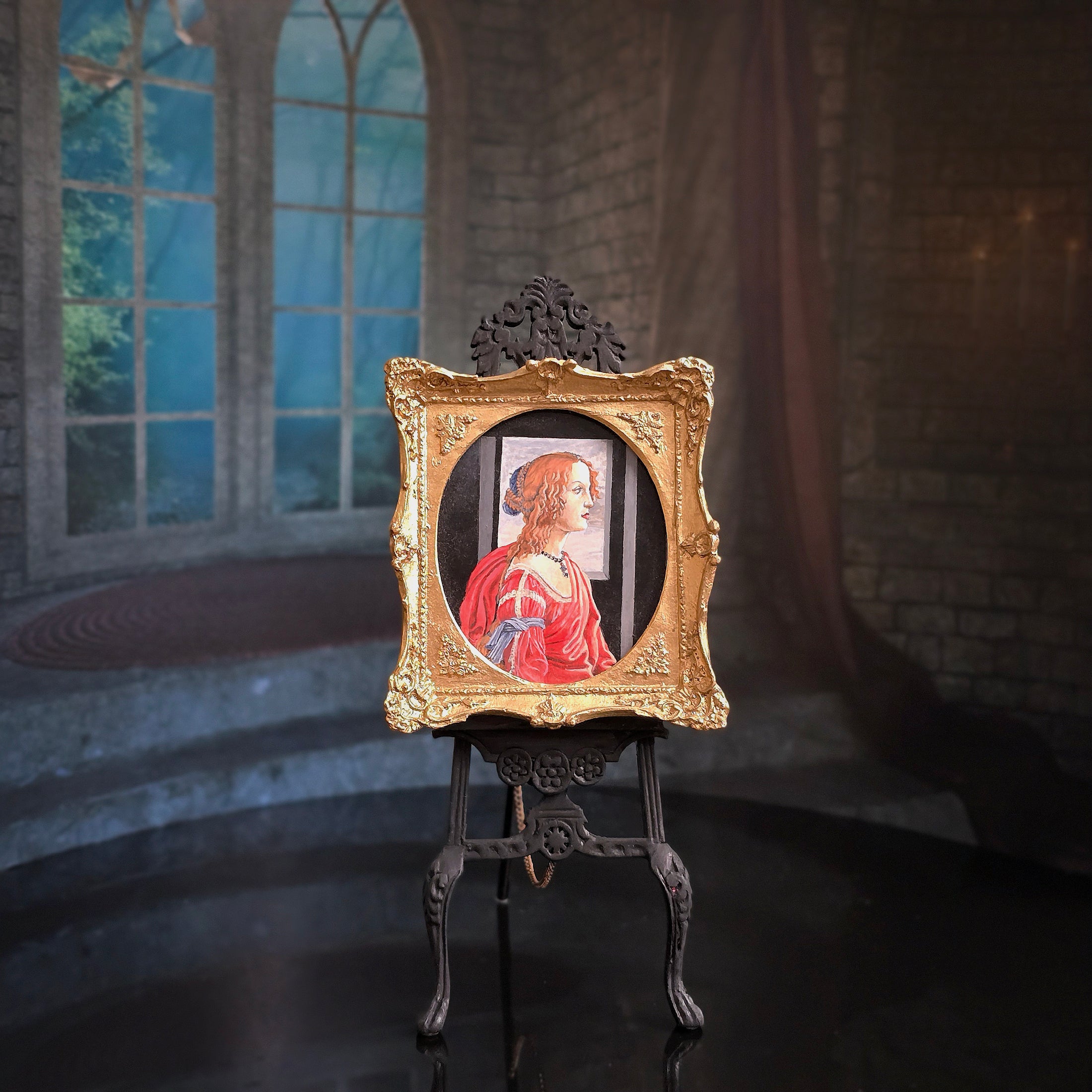 Portrait of a Lady After Botticelli Linda McBreen Miniature Oil Painting 1:12 Scale