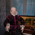 Load image into Gallery viewer, Derdriu Dolls Tudor Gentleman in Velvet with Sword Porcelain Dollhouse Doll
