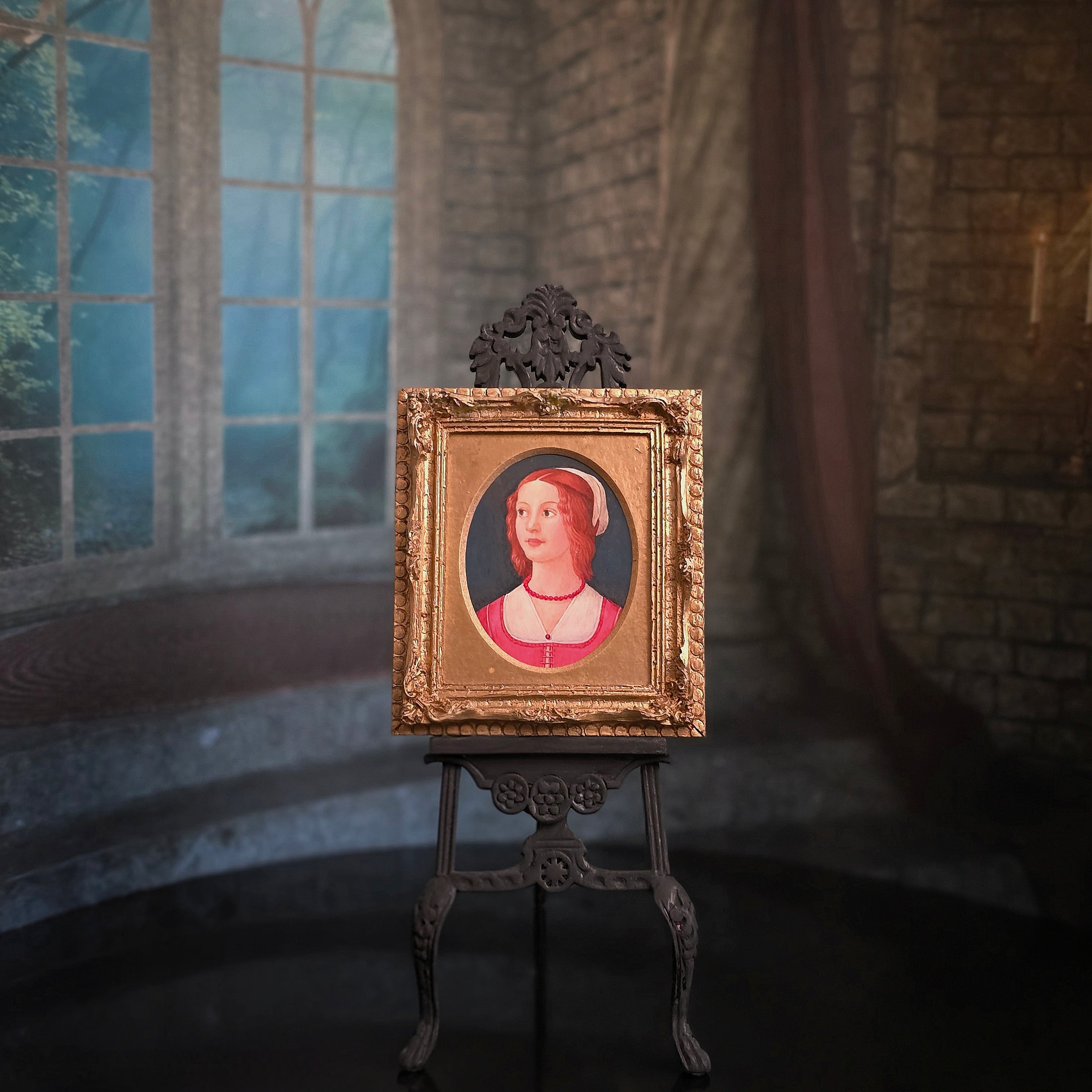 Paul Saltarelli IGMA Portrait of a Woman After Domenico Ghirlandaio Miniature Painting