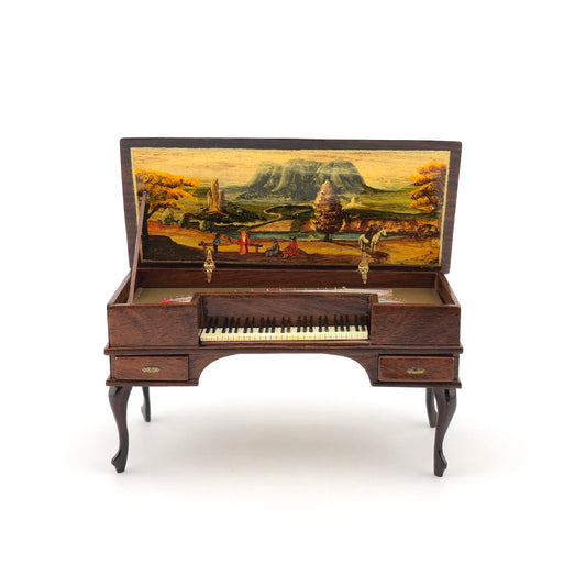Ralph Partelow Handcrafted German Clavichord with Painted Lid 1974, 1:12 Scale