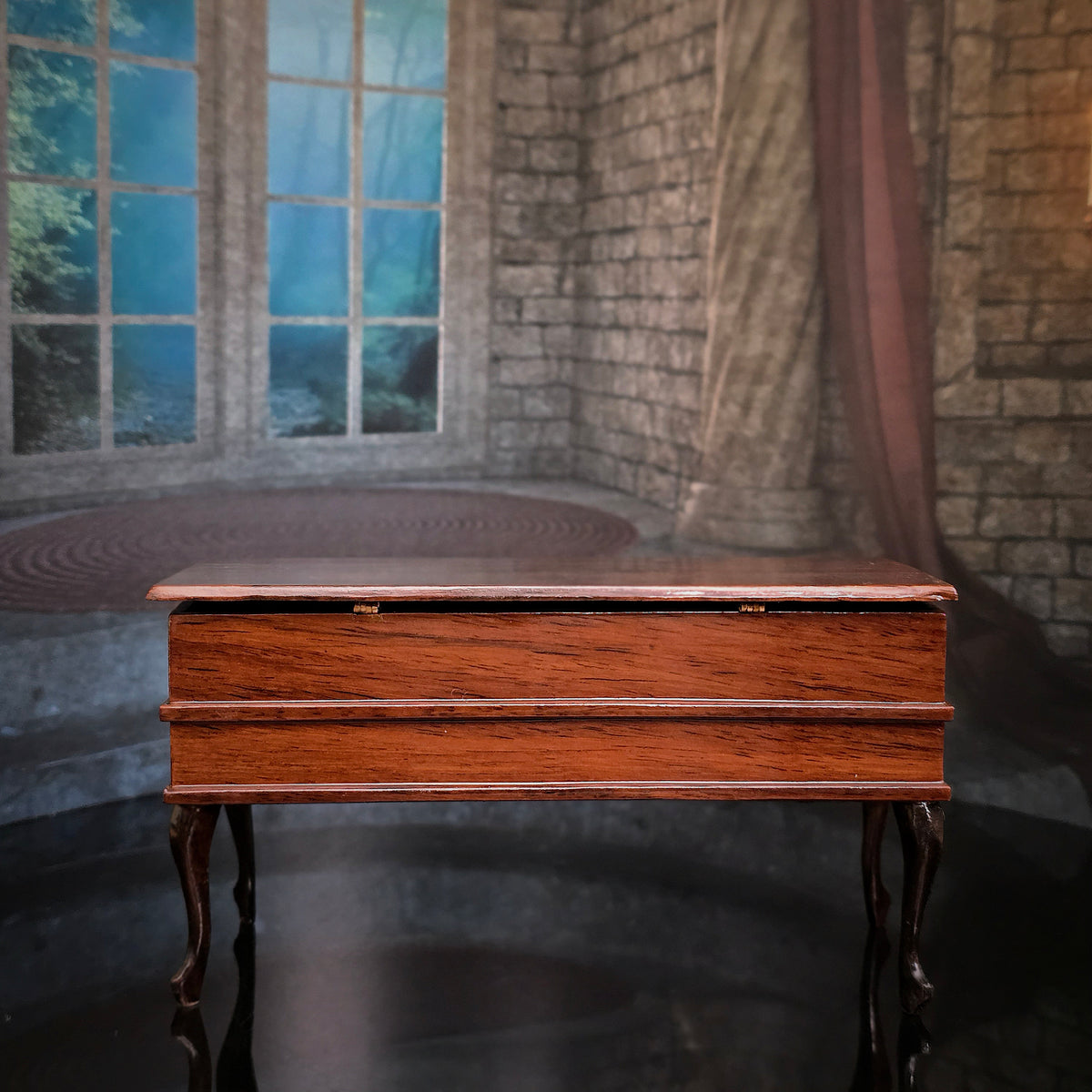 Ralph Partelow Handcrafted German Clavichord with Painted Lid 1974, 1:12 Scale