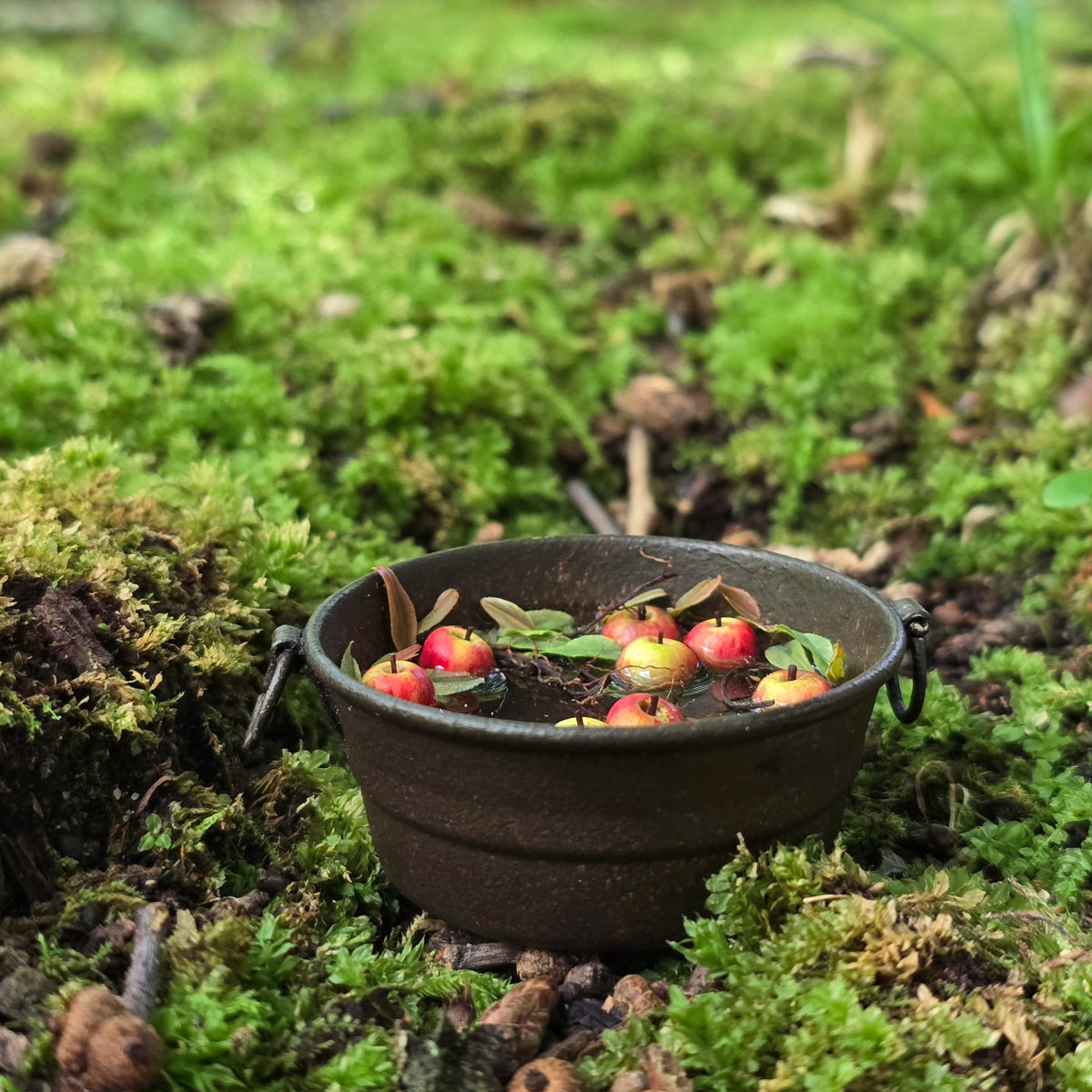 Gosia Suchodolska Miniature Apple Bobbing in the Wash Tub Dollhouse Autumn Scene