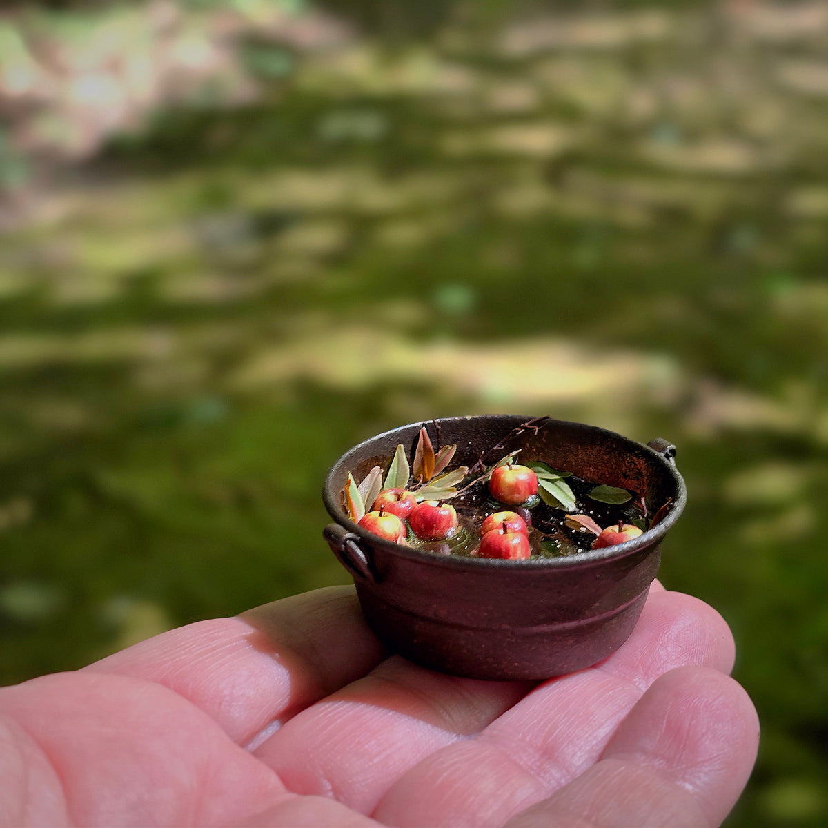 Gosia Suchodolska Miniature Apple Bobbing in the Wash Tub Dollhouse Autumn Scene