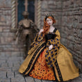 Load image into Gallery viewer, Derdriu Dolls Tudor Lady in Silk & Velvet Gown Porcelain Dollhouse Doll 1:12 Scale

