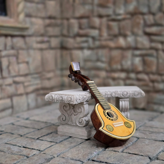 Ken Manning Hand-Carved Bell Cittern Antique-Style Miniature Instrument 1:12 Scale