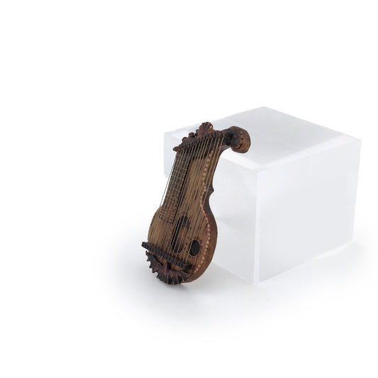 Hand-Carved Dollhouse Celtic Lyre Harp Artisan Signed AEB
