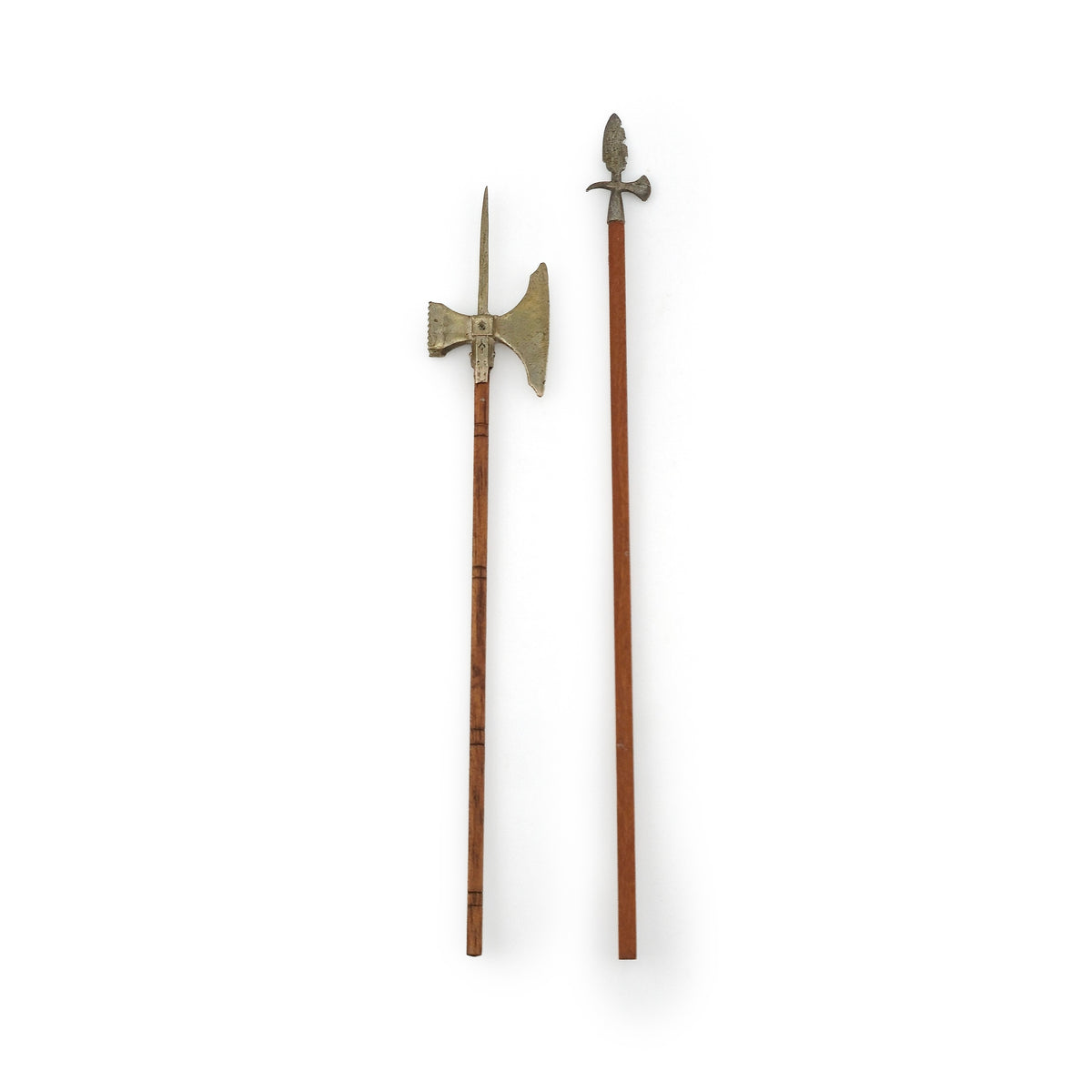 Medieval Weapons Set Halberd & Spear with Wood Shafts 1:12 Scale