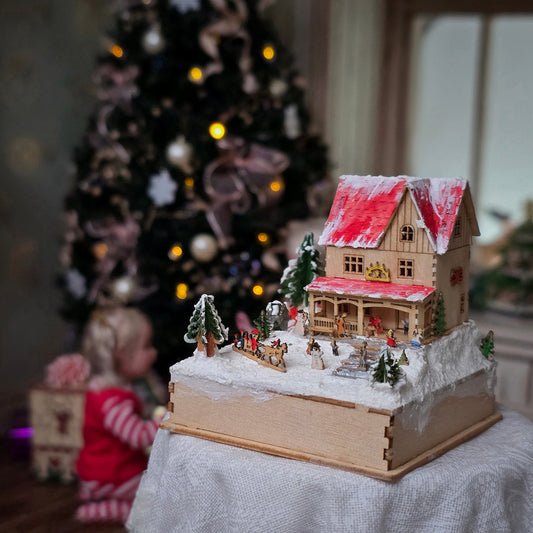 Volker Arnold Illuminated Micro Miniature Christmas House Winter Scene 1:144 Scale