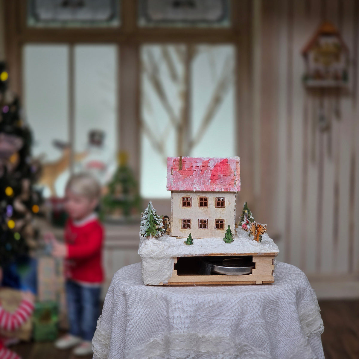 Cozy Volker Arnold Illuminated Micro Miniature Winter House Scene 1:144 Scale