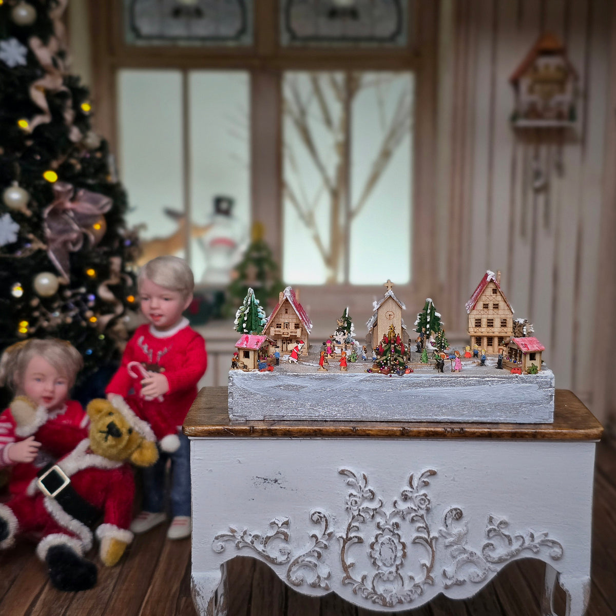 RARE RARE Volker Arnold Illuminated German Christmas Village Diorama 1:144 Scale