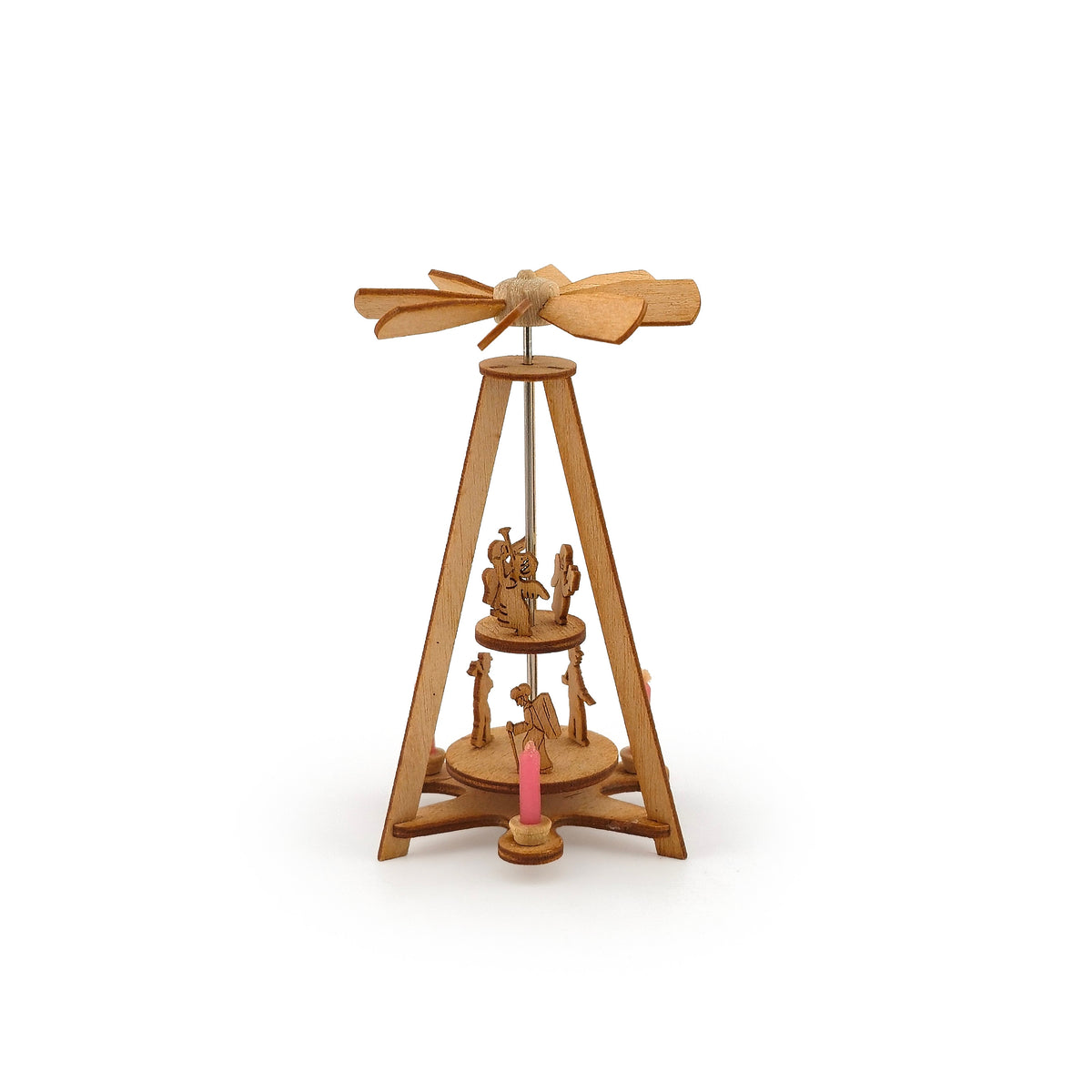 Volker Arnold German Christmas Pyramid with Nativity, Angels & Real Wax Candles
