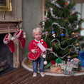 Load image into Gallery viewer, Classic Red Wool Christmas Stocking with Embroidered Angel & Candy Cane Inside
