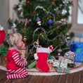 Load image into Gallery viewer, Classic Red Wool Christmas Stocking with Hand Embroidered Candy Cane
