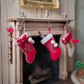 Load image into Gallery viewer, Classic Red Wool Christmas Stocking with Hand Embroidered Gold Snowflake
