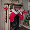 Load image into Gallery viewer, Classic Red Wool Christmas Stocking with Hand Embroidered Gold Snowflake
