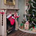 Load image into Gallery viewer, Traditional Red Wool Christmas Stocking with Hand Embroidered Candy Cane
