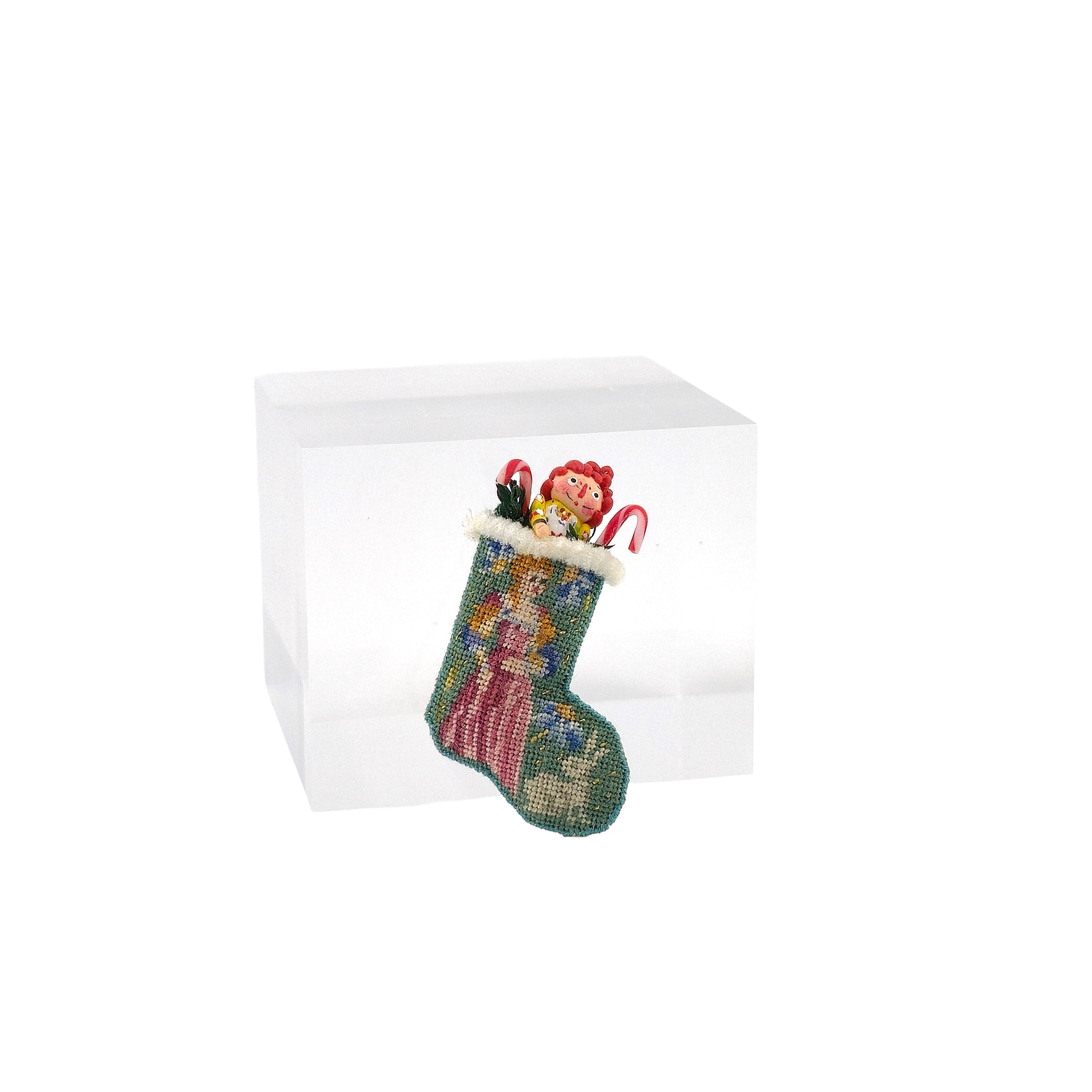 Petit Point Woman in Gown Christmas Stocking 1:12 Dollhouse