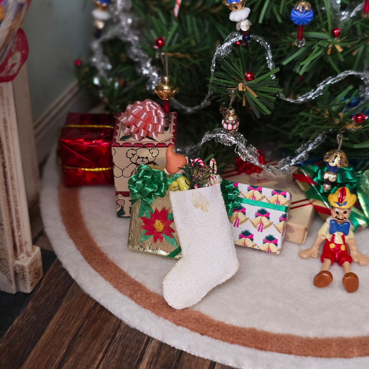 Natalia Frank Petit Point Embroidery Christmas Stocking with Sculpted Elf & Candy Canes