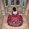 Load image into Gallery viewer, Gale Elena Bantock HOLIDAY 18th-Century Lady Doll in Red Brocade & Sage Silk Gown
