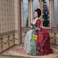 Load image into Gallery viewer, Gale Elena Bantock HOLIDAY 18th-Century Lady Doll in Red Brocade & Sage Silk Gown
