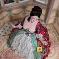 Load image into Gallery viewer, Gale Elena Bantock HOLIDAY 18th-Century Lady Doll in Red Brocade & Sage Silk Gown
