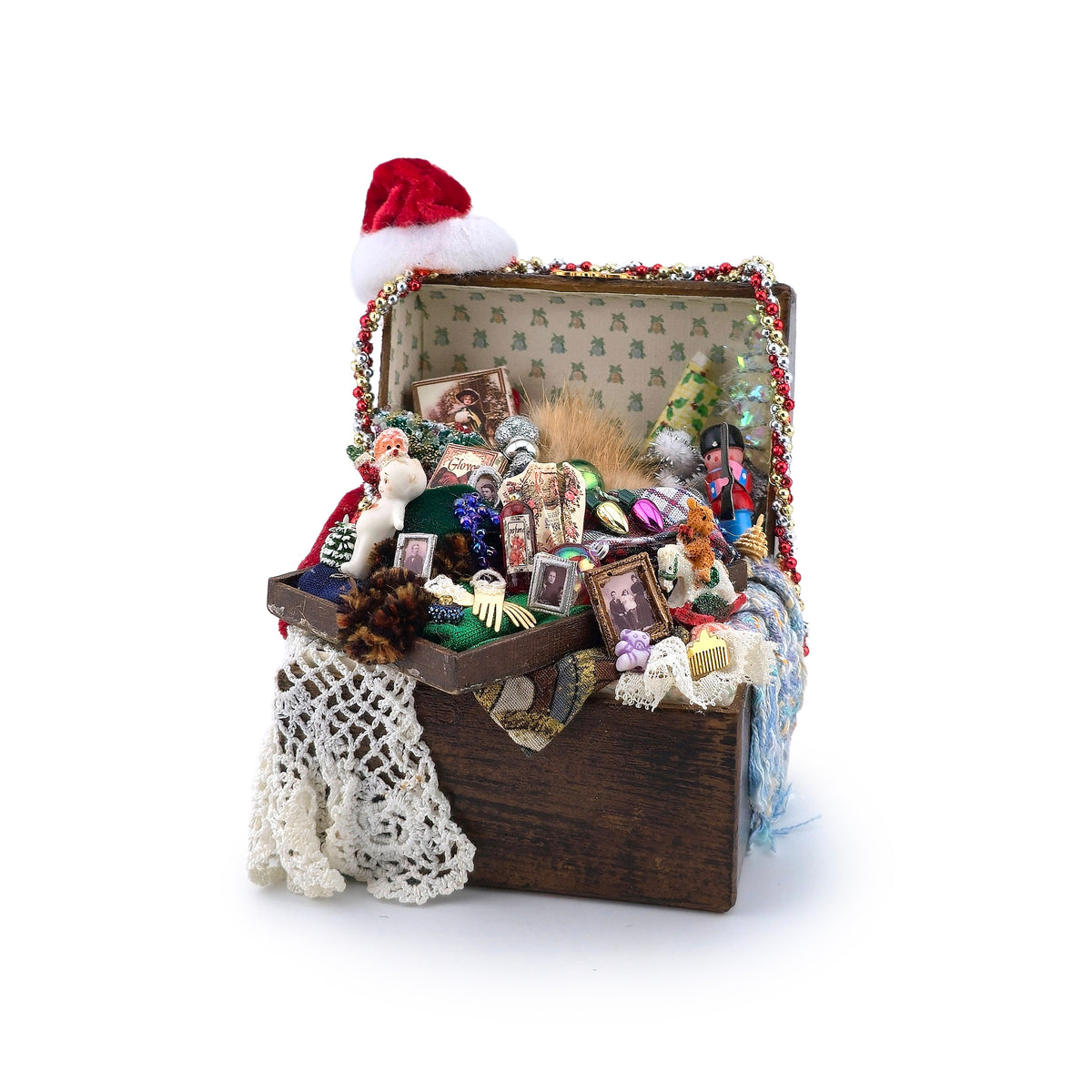 Christmas Memory Trunk Overflowing with Vintage Toys, Portraits & Holiday Treasures
