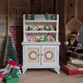 Load image into Gallery viewer, Artisan Lighted Christmas Village Hutch with Frosted Trees, Wreaths & Holiday Décor
