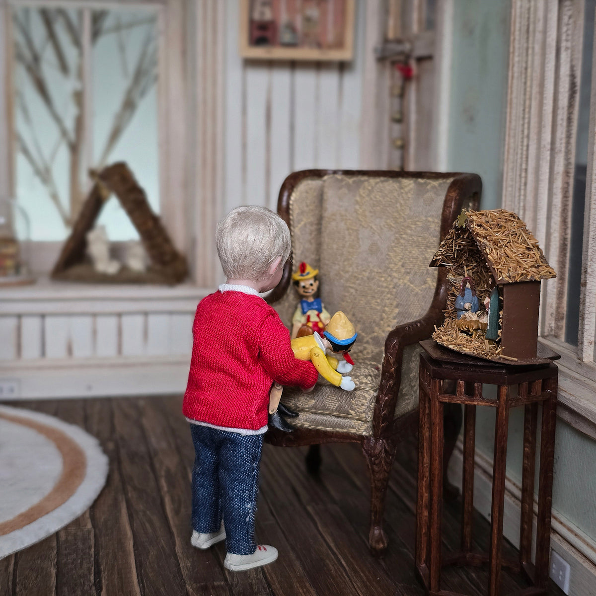 Svetlana Blassing Christmas Blonde Little Boy Doll in Reindeer Sweater