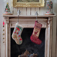 Load image into Gallery viewer, Natalia Frank Snowman Pictorial Petit Point Christmas Stocking with Fringe Cuff
