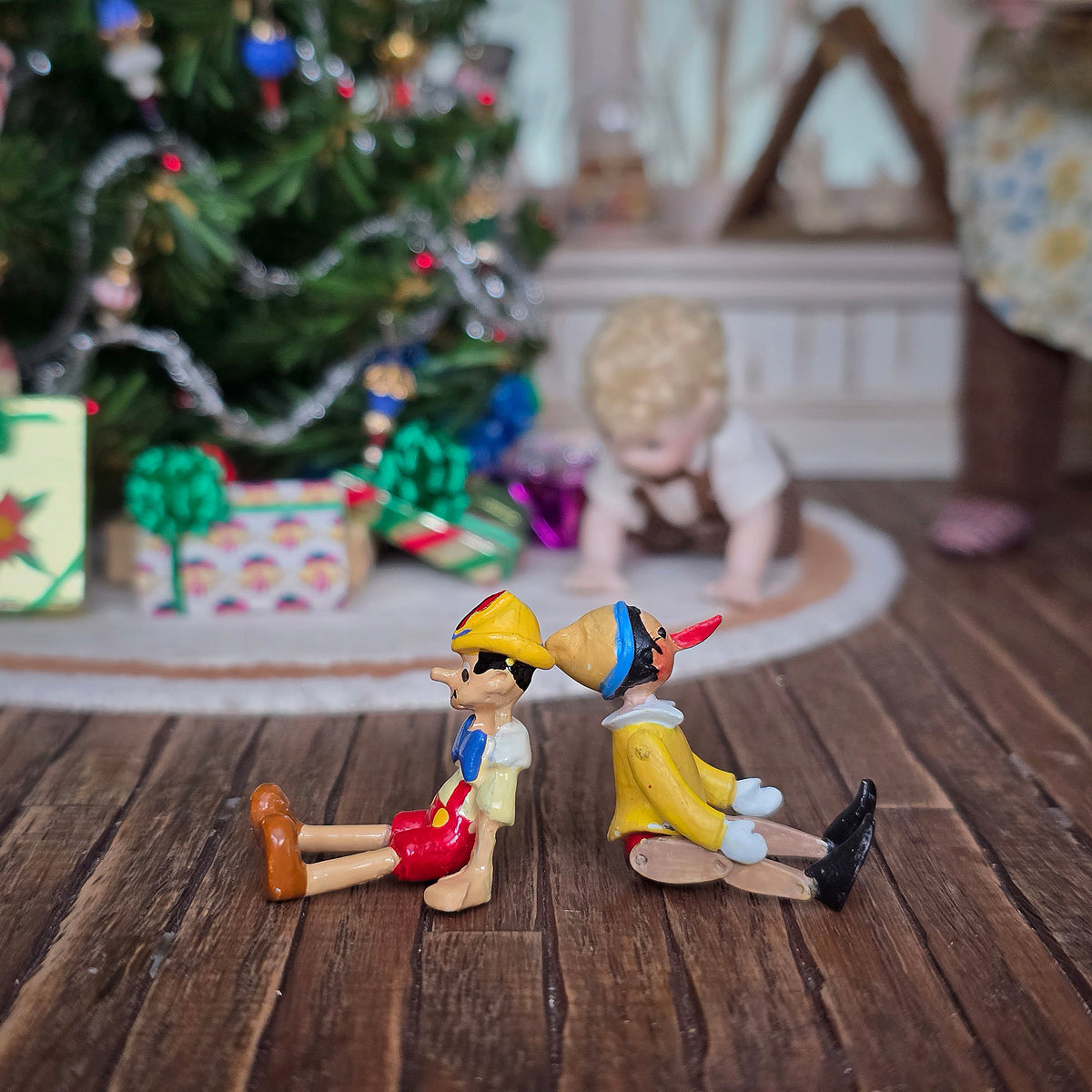 Vintage Hand-Painted Metal Pinocchio Figures Disney-Inspired & Traditional Italian Pair