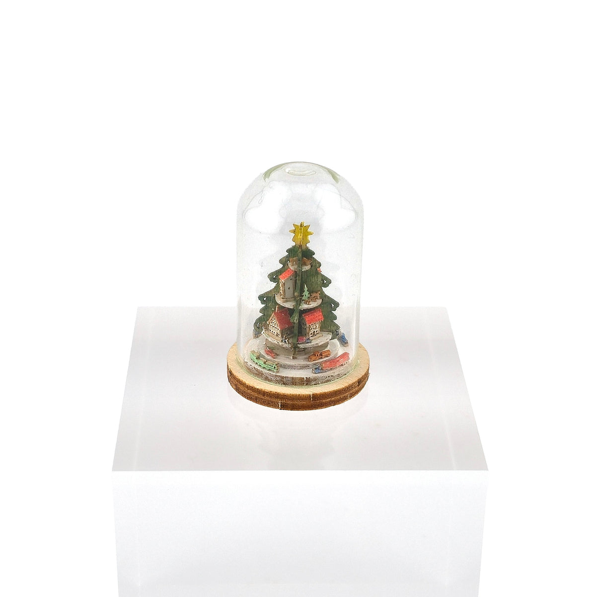 Arnold Volker “Village on a Christmas Tree” Micro German Village Under Glass Cloche