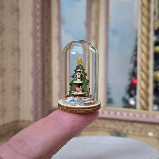 Arnold Volker “Village on a Christmas Tree” Micro German Village Under Glass Cloche
