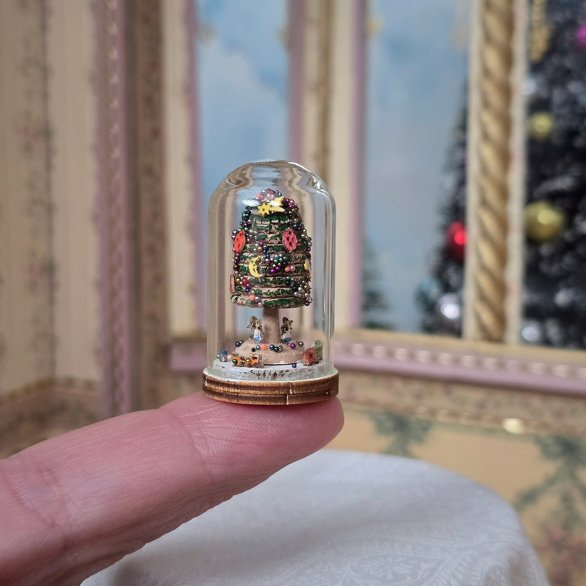 Arnold Volker Christmas Tree Under Glass Cloche Micro-Miniature Decor