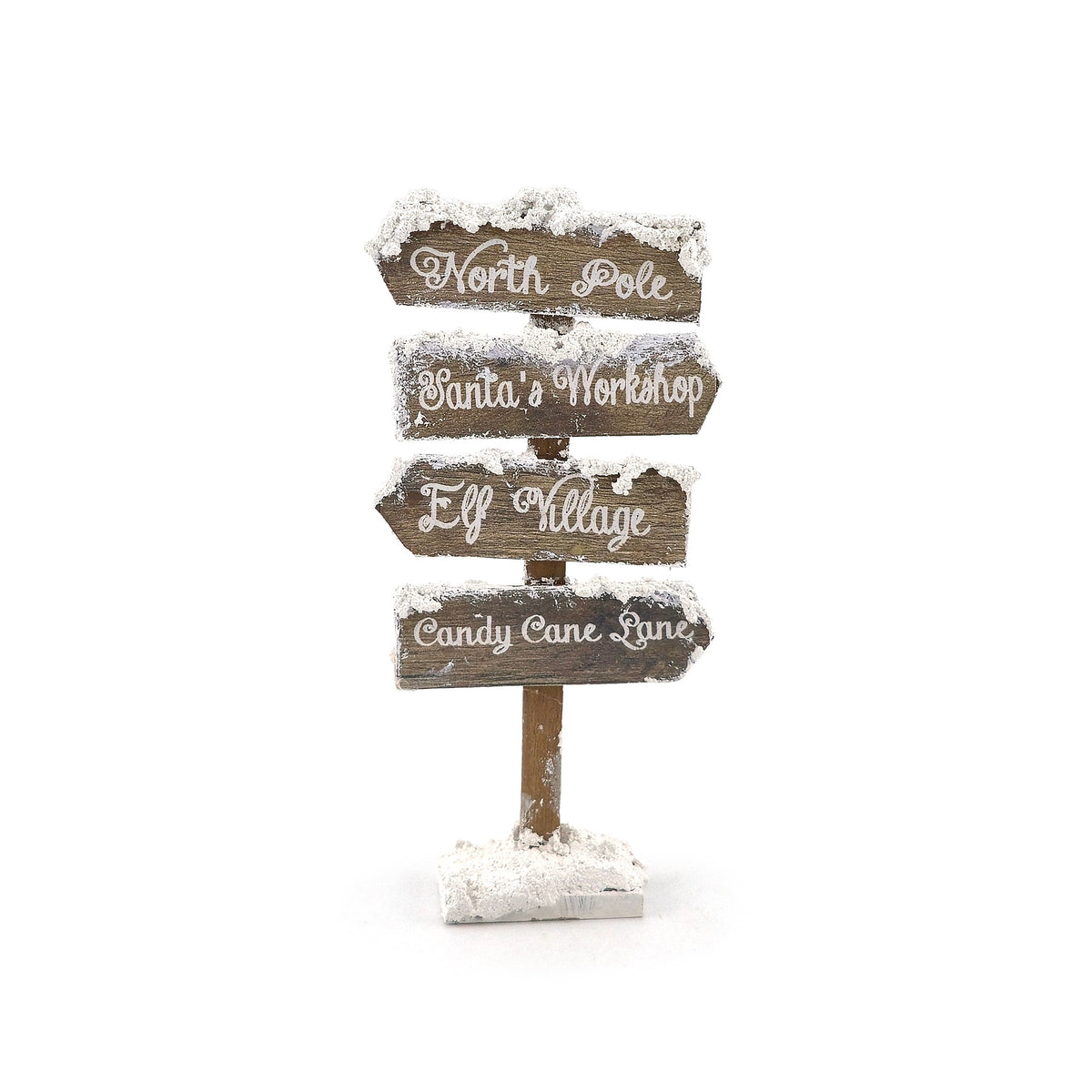 Dollhouse Miniature Snowy Christmas Signpost North Pole Santa’s Workshop Elf Village Candy Cane Lane