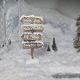 Load image into Gallery viewer, Dollhouse Miniature Snowy Christmas Signpost North Pole Santa’s Workshop Elf Village Candy Cane Lane
