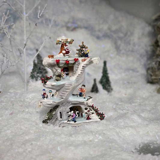 Miniature Sharon Secord Porcelain Christmas Mouse Diorama Tree Burrow Winter Scene