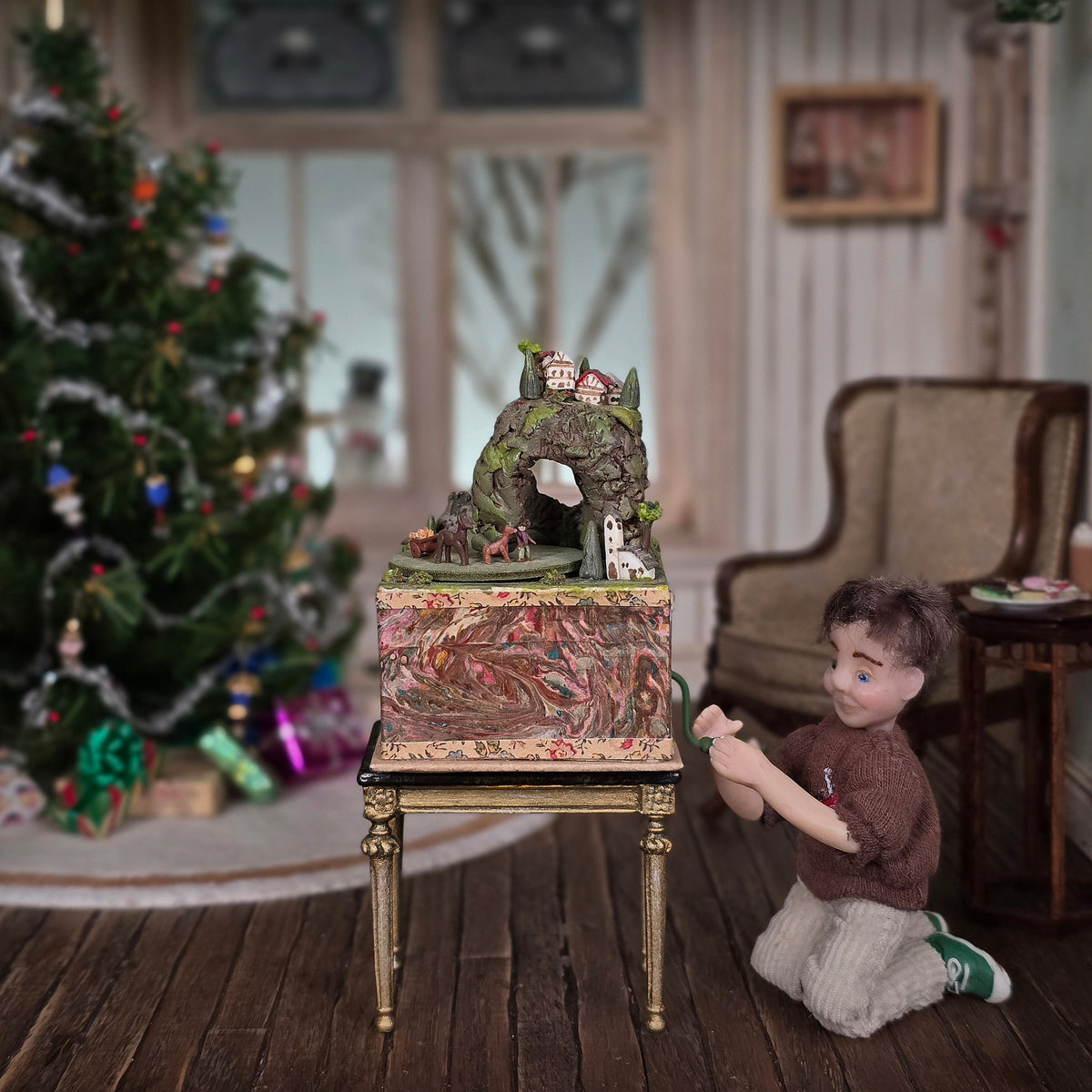 Miniature Mechanical Toy Village Automata by Almudena Gonzalez OOAK