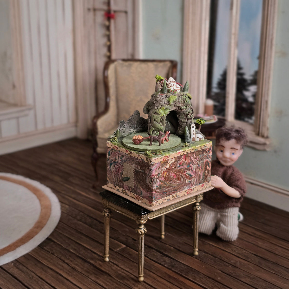 Miniature Mechanical Toy Village Automata by Almudena Gonzalez OOAK