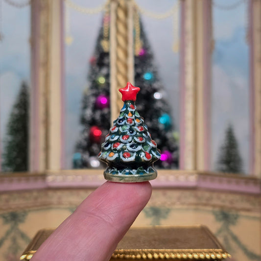 Polish Miniature Porcelain Christmas Tree Hand-Painted Artisan Holiday Decor