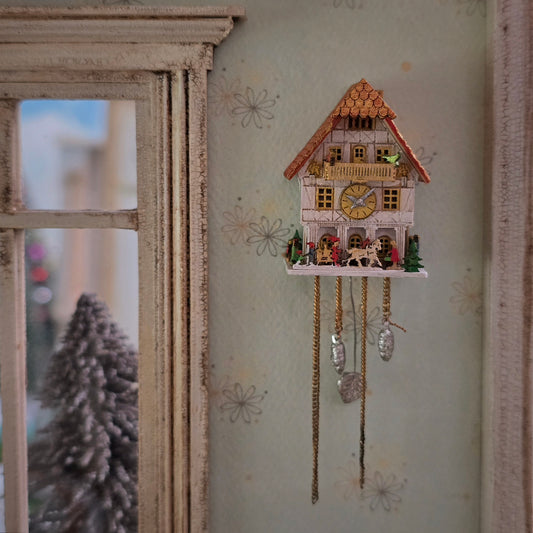 Volker Arnold Miniature Christmas Cuckoo Clock Black Forest Chalet Wall Clock