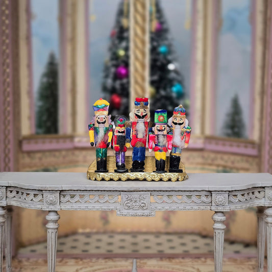 Vintage Miniature German Nutcracker Wall Shelf Hand-Painted Christmas Display