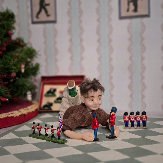 Valerie Casson Miniature Porcelain Christmas Toy Soldiers Rare Four-Piece Set
