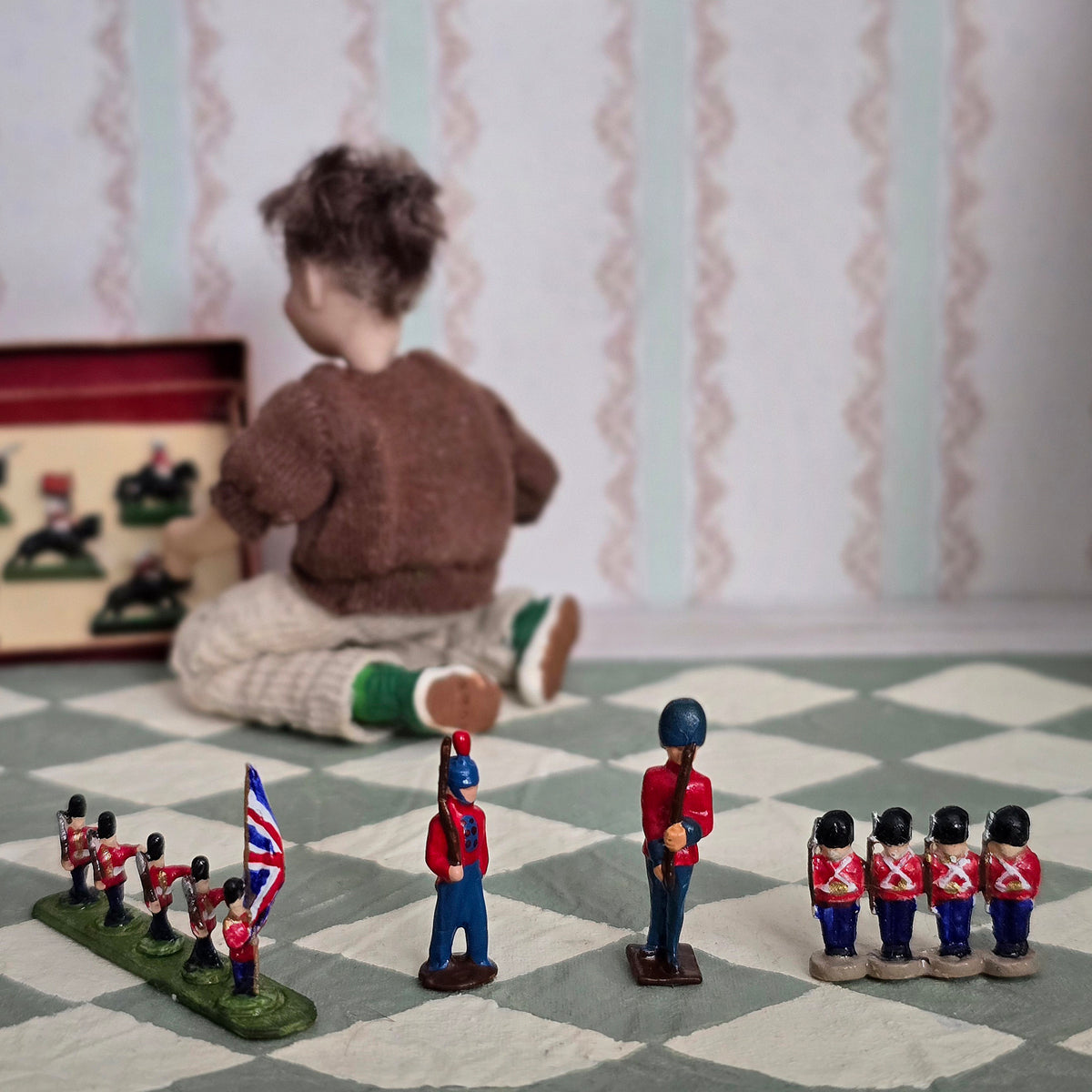 Valerie Casson Miniature Porcelain Christmas Toy Soldiers Rare Four-Piece Set