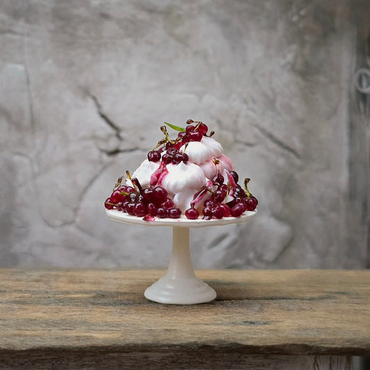 Gosia Suchodolska Miniature Berry Pavlova Dessert on White Pedestal Stand