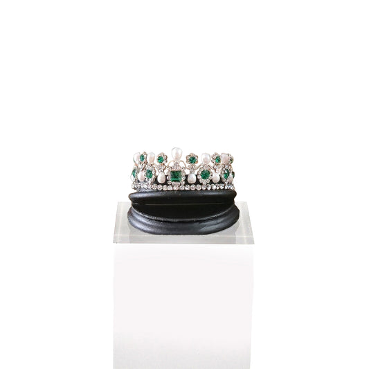 Sun Lemmens Emerald, Pearl & Crystal Royal Tiara on Display Stand Netherlands