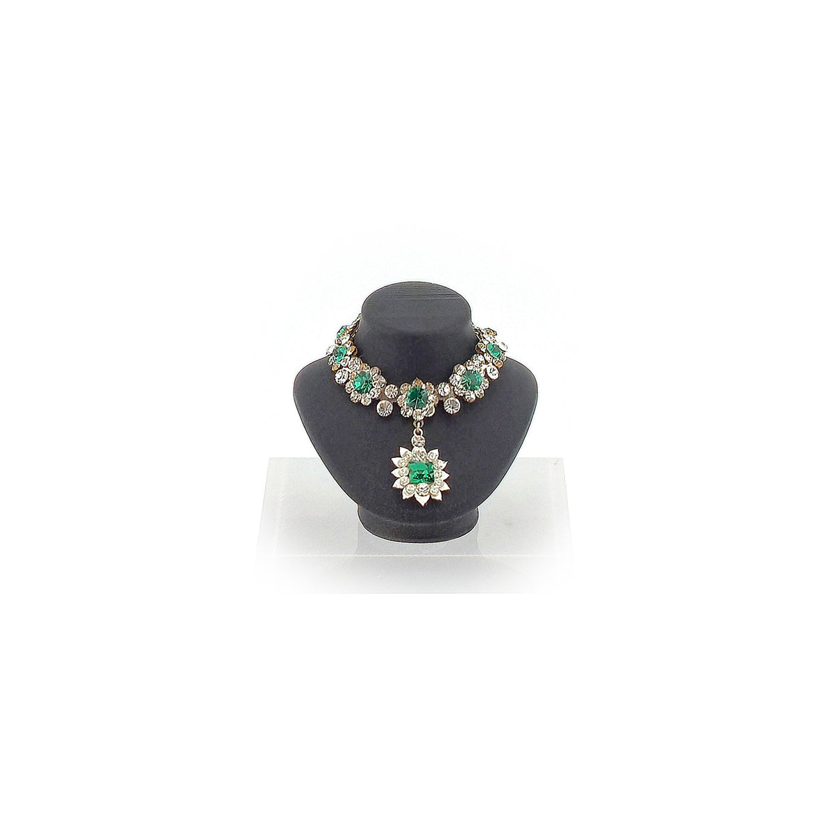 Sun Lemmens Emerald & Crystal Royal Necklace on Display Bust Netherlands