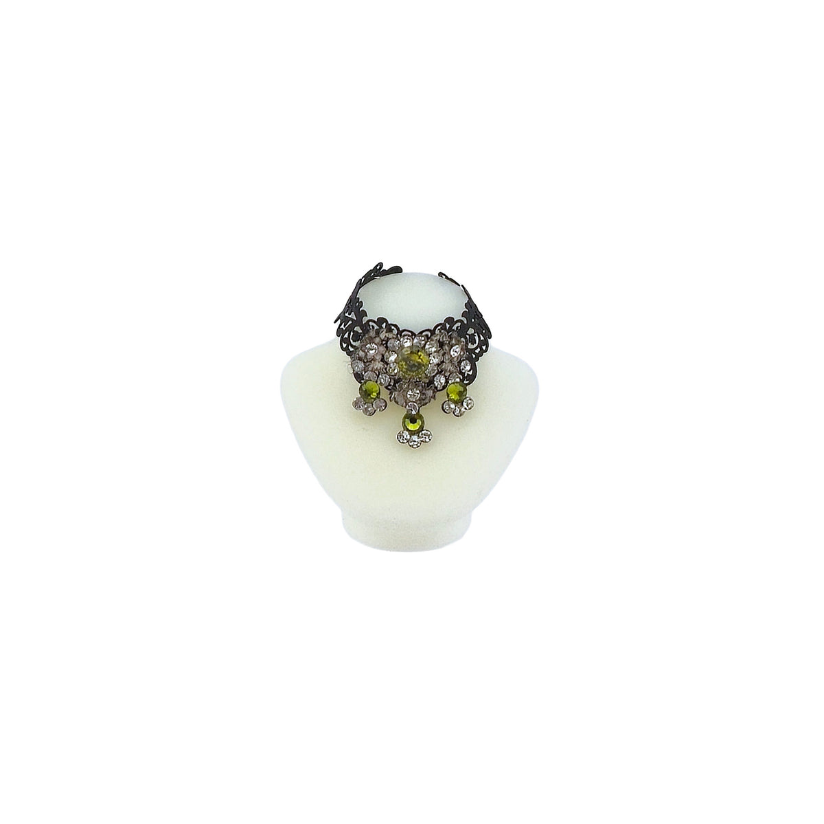 Sun Lemmens Wearable Gothic Peridot & Crystal Choker on White Bust