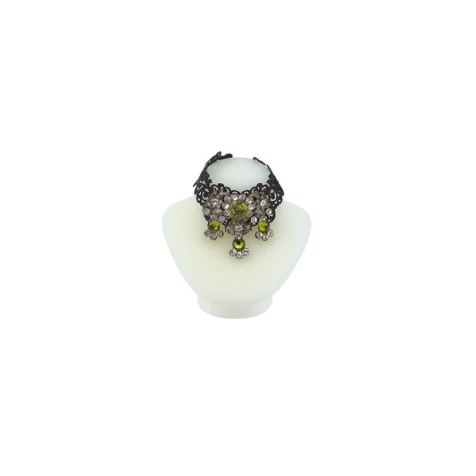 Sun Lemmens Wearable Gothic Peridot & Crystal Choker on White Bust